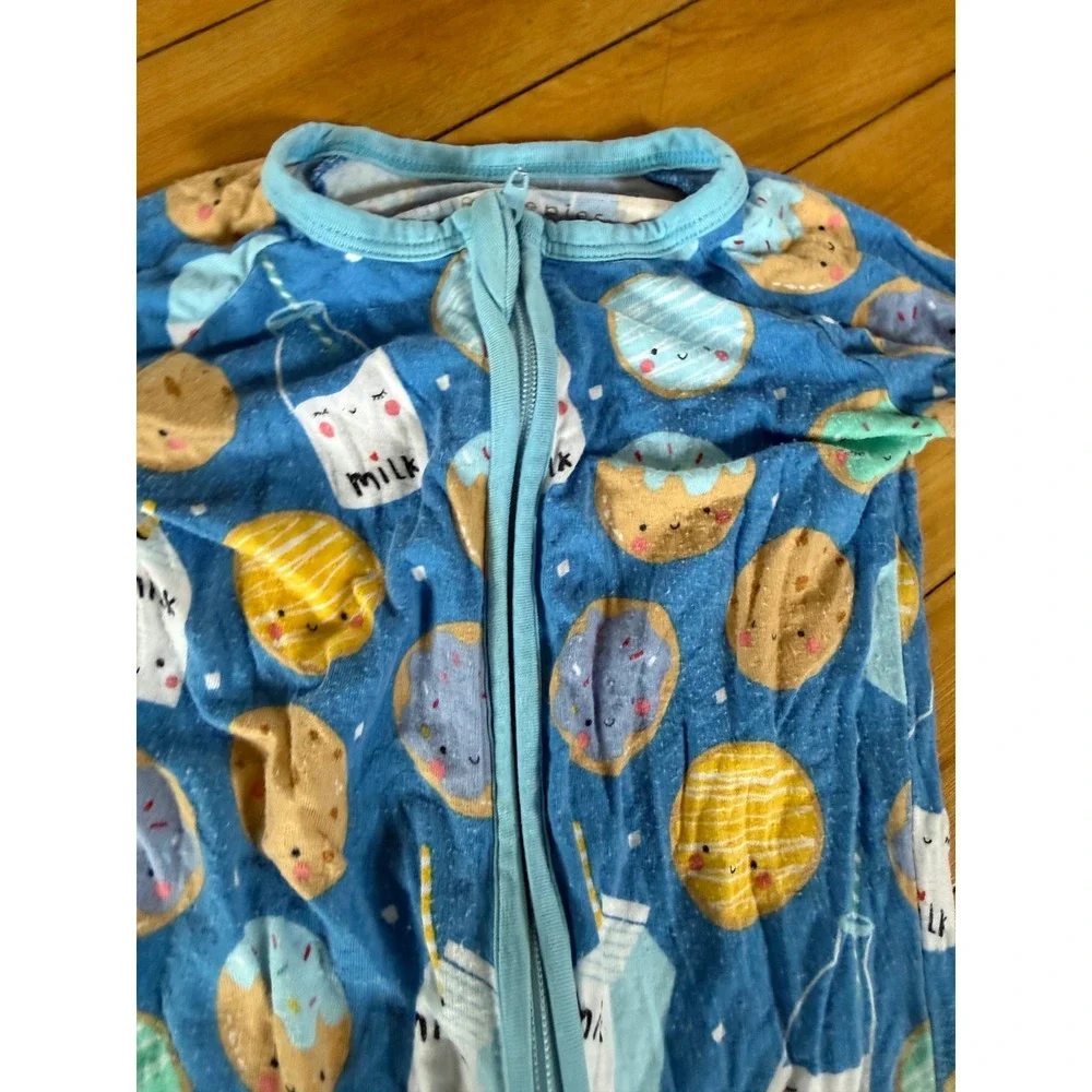 Little Sleepies Milk and Cookies Bamboo Zippie Blue 3-6 Months Sleepsuit